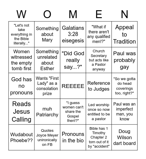 Women Bingo Card