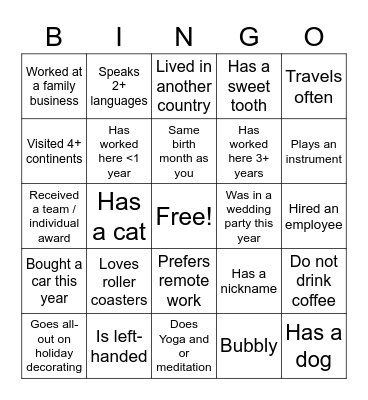 Appreciation Day Bingo Card