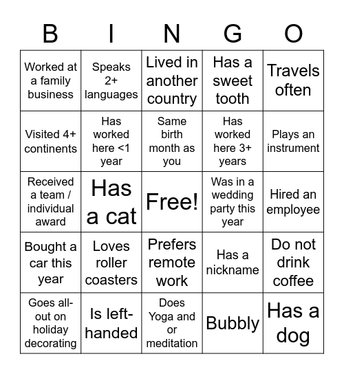Appreciation Day Bingo Card