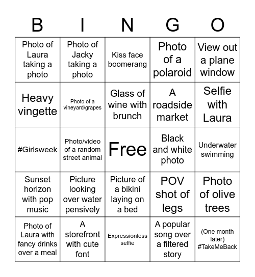 JACKY VAN BINGO Card