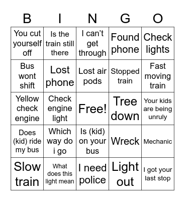 Bus Barn Bingo 2.0 Bingo Card