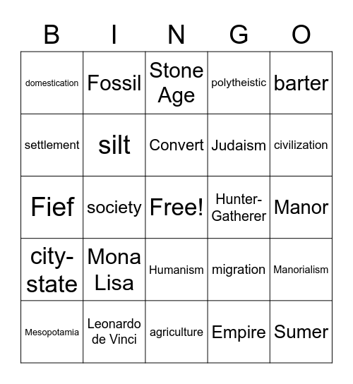 Social Studies Bingo Card