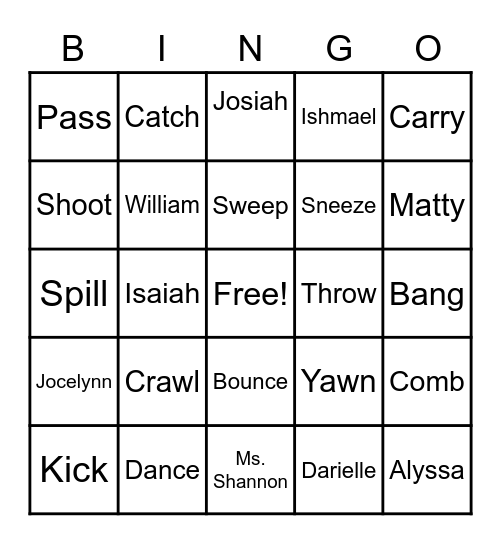 Spelling word Bingo Card