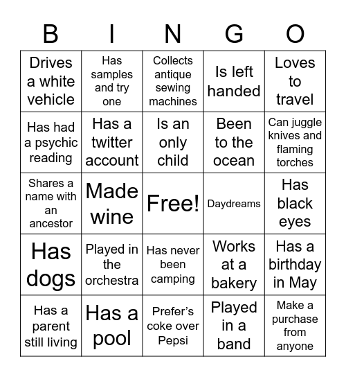 Find Someone who… Bingo Card