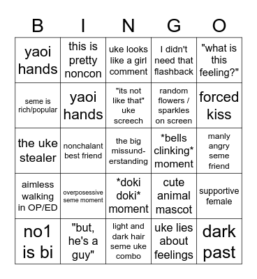 BL animu bingo Card
