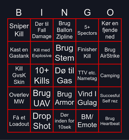 Første Warzone Bingo Card
