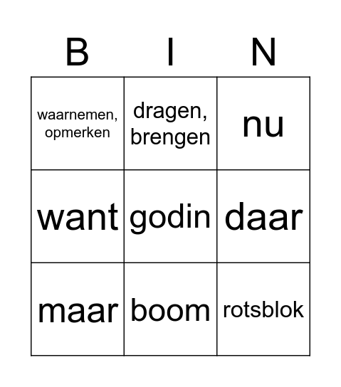 Woorden bingo Card