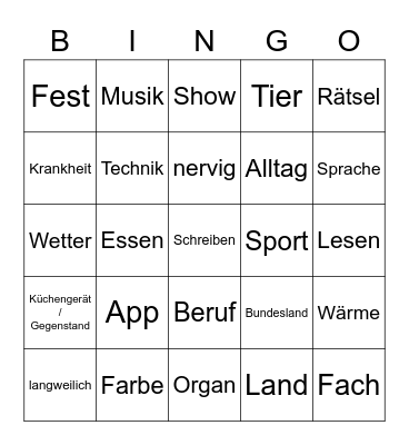 KA Bingo Card