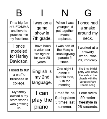 RTO Consumer Ops Bingo Card