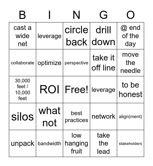 Buzzword Bingo Card