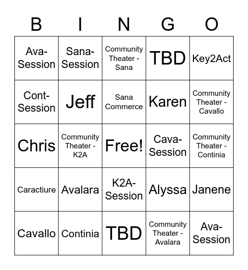 Community Summit Bingo Card