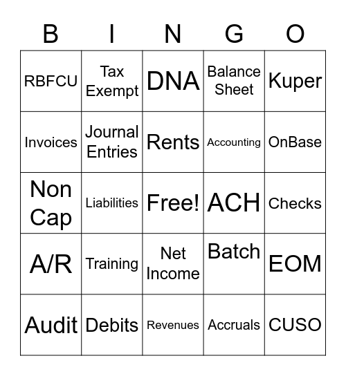 Finance Bingo Card