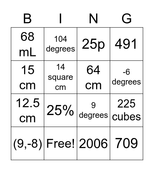 Reasoning Bingo Card