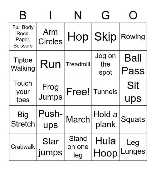 FITNESS BINGO Card