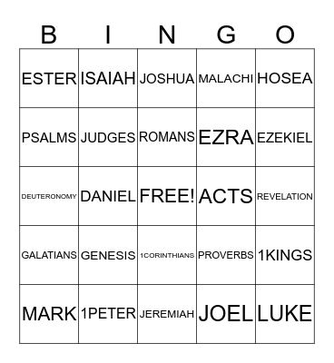 Bible Bingo Card