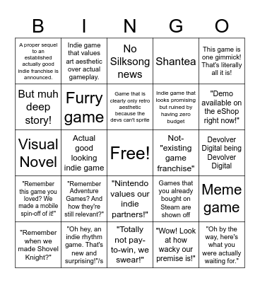 Indie Direct May 2022 Bingo Card Bingo Card