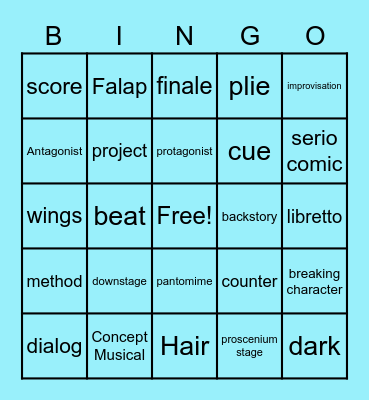 Theatre  Terms BINGO Card