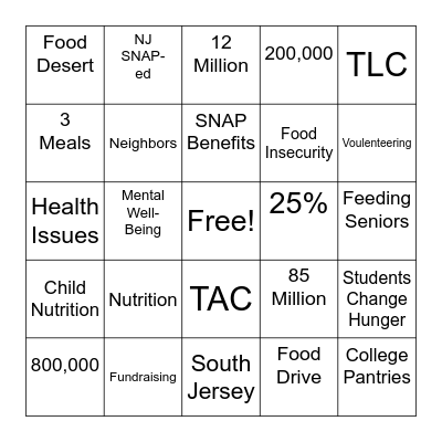 CFBNJ Bingo Card