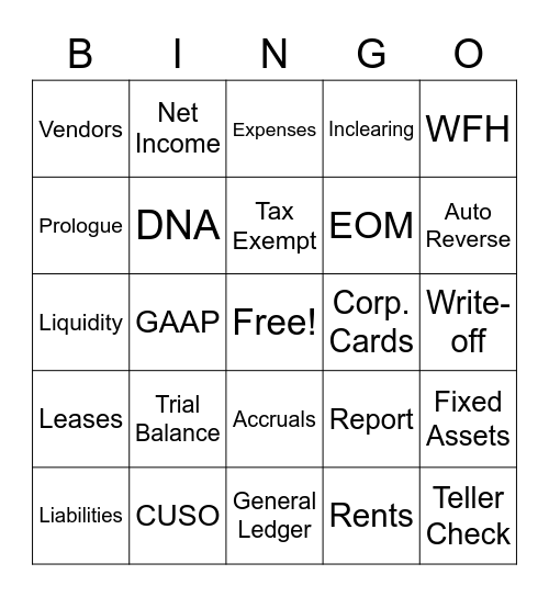 Finance Bingo Card