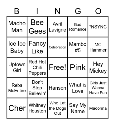 Music Bingo Card