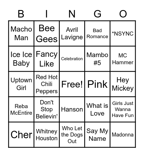 Music Bingo Card