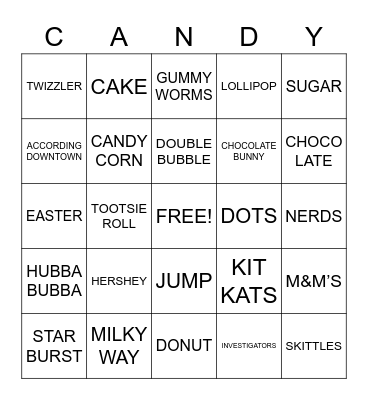 Candy & Dessert! Bingo Card