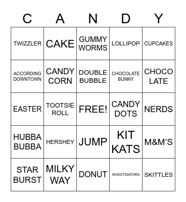 Candy & Dessert! Bingo Card