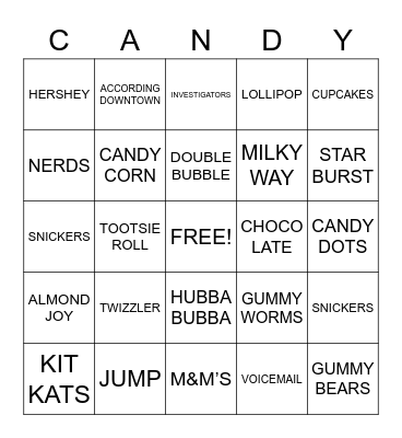 Candy & Dessert! Bingo Card