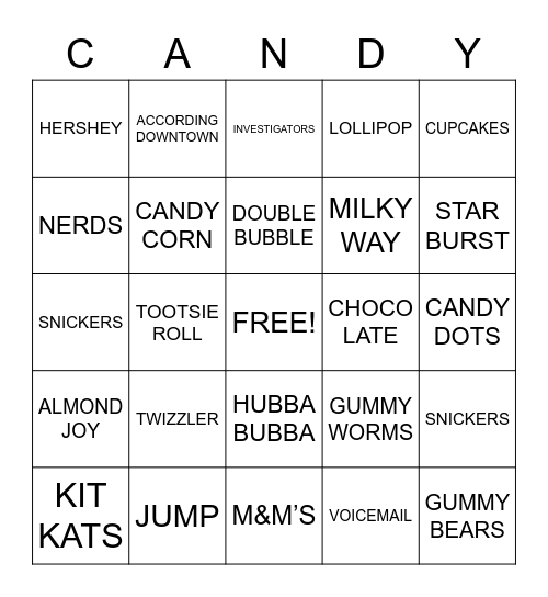 Candy & Dessert! Bingo Card