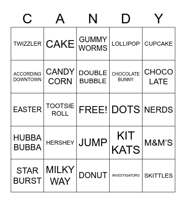 Candy & Dessert! Bingo Card