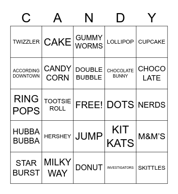 Candy & Dessert! Bingo Card