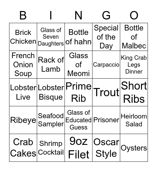 Timberline Bingo Card