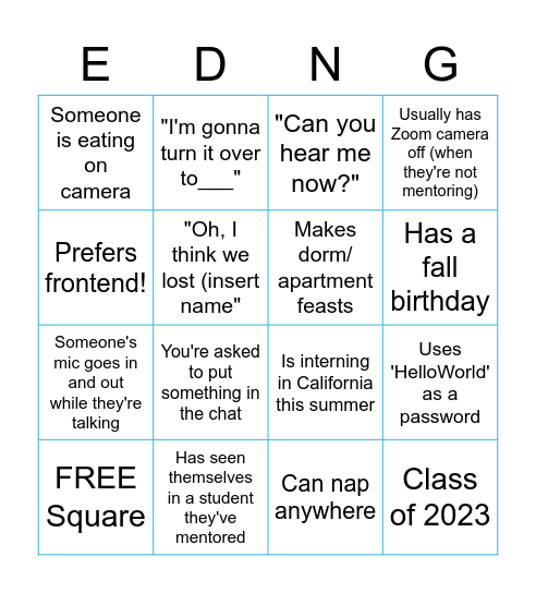 Edlyft Bingo Card