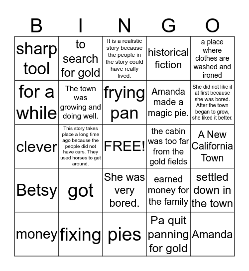 Boom Town Bingo Card