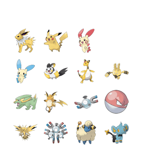 Pokemon - Electric Type Bingo Card