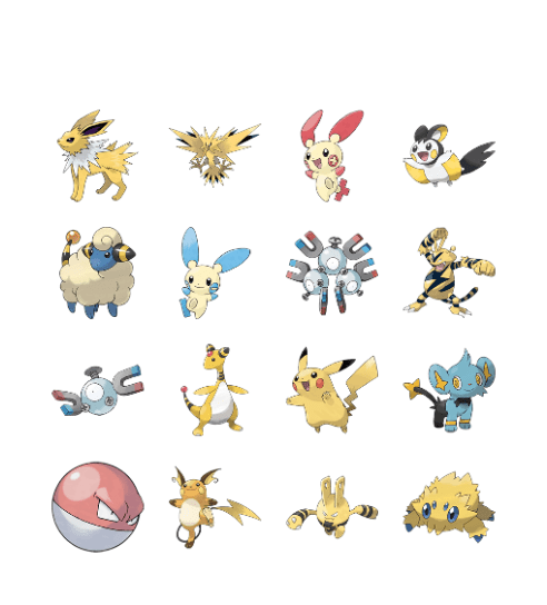 Pokemon - Electric Type Bingo Card