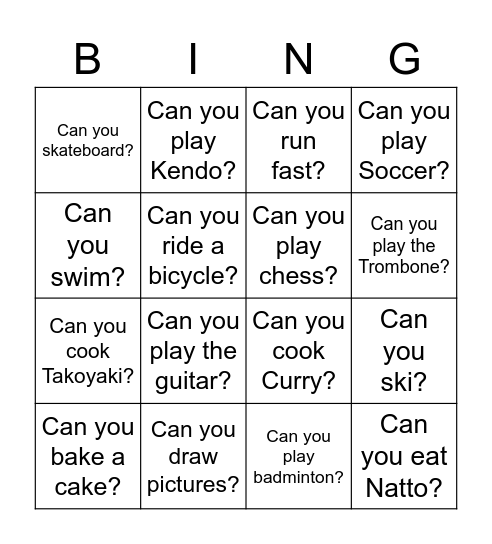 Can you Bingo Card