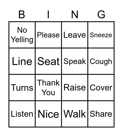 Rules of coexistence at school Bingo Card