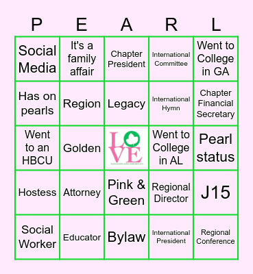 AKA Bingo Card