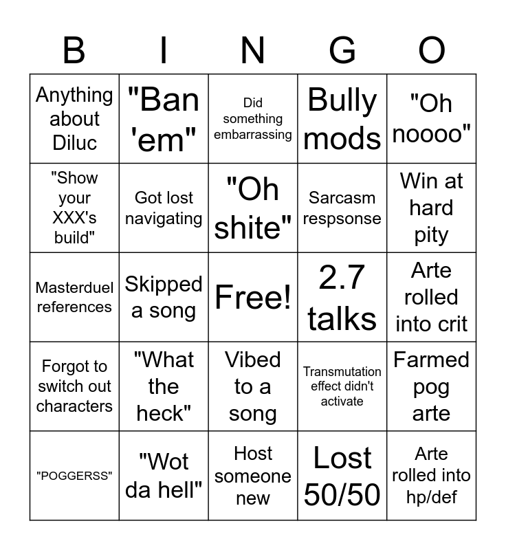 Ash Bingo Card