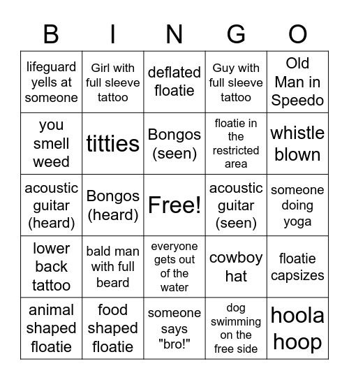 Barton Springs Bingo Card