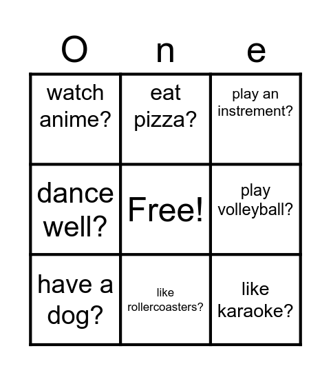 Untitled Bingo Card