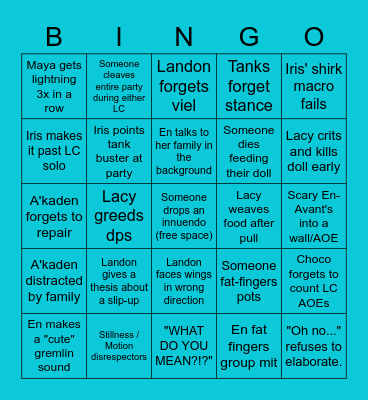 TEA Scuffs Bingo :D Bingo Card