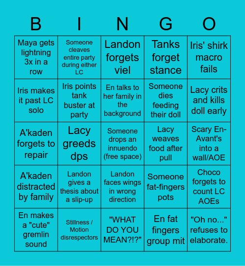 TEA Scuffs Bingo :D Bingo Card