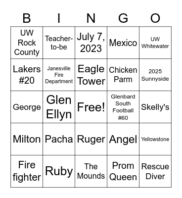 Jessica & Nico are Engaged!!! Bingo Card