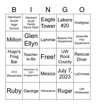 Nico & Jessica are Engaged!!! Bingo Card