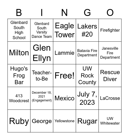 Nico & Jessica are Engaged!!! Bingo Card