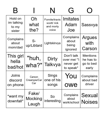 Bhav Bingo Swag Bingo Card