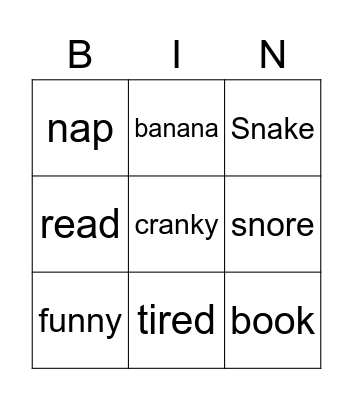 Piggie and Gerald Bingo Card