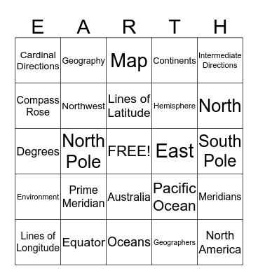 Geography Bingo Card